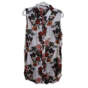 Soft Surroundings Autumn Bloom Floral Sleeveless Tunic Blouse Size L